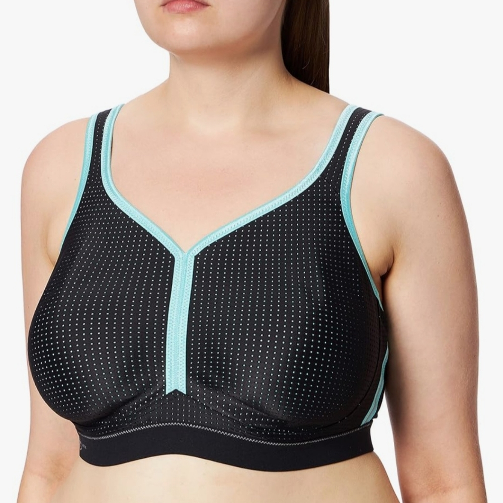 Anita High Impact Wireless Performance Sports Bra Black / Pool Blue 42E